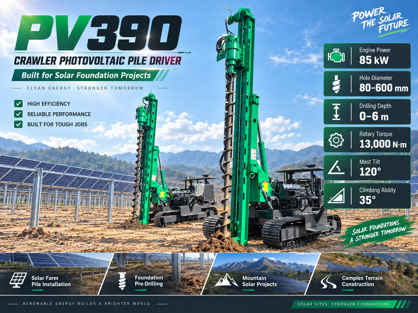 PV390 Máquina de hincado de pilotes fotovoltaicos