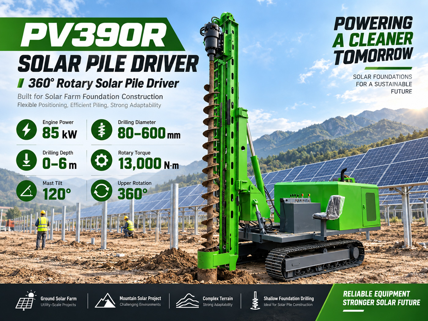 PV390R Máquina de hincado de pilotes fotovoltaicos