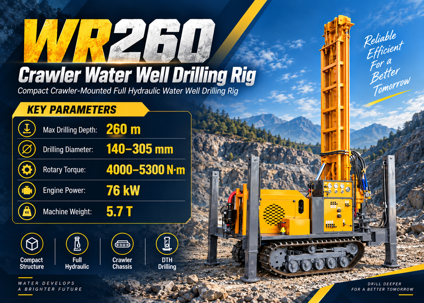 WR260 Perforadora para pozos de agua sobre orugas
