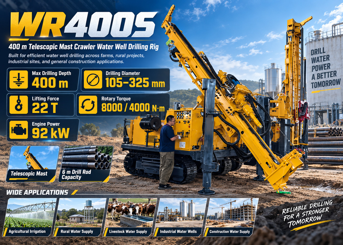 WR400S Perforadora para pozos de agua sobre orugas