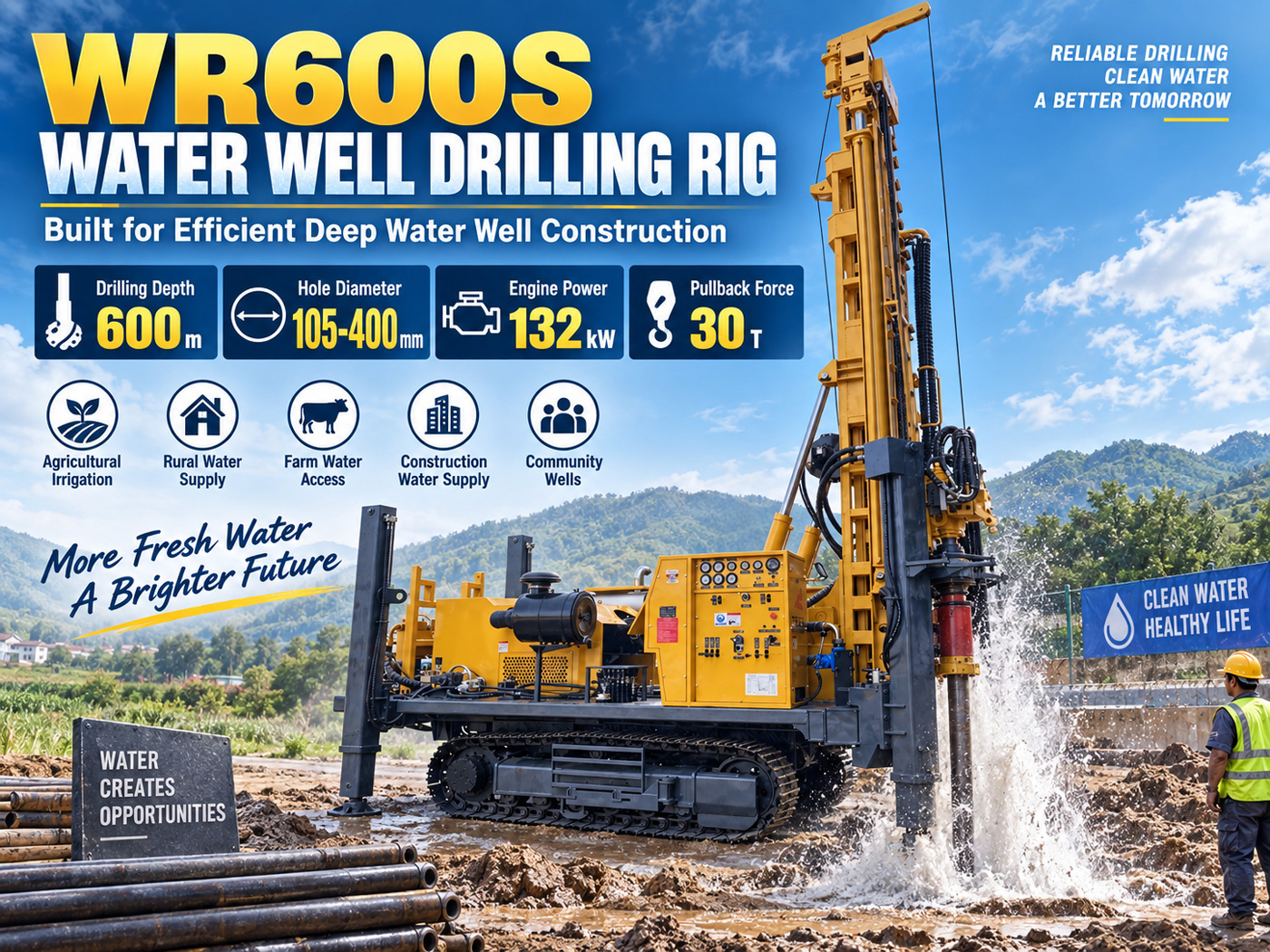 WR600S Perforadora para pozos de agua sobre orugas