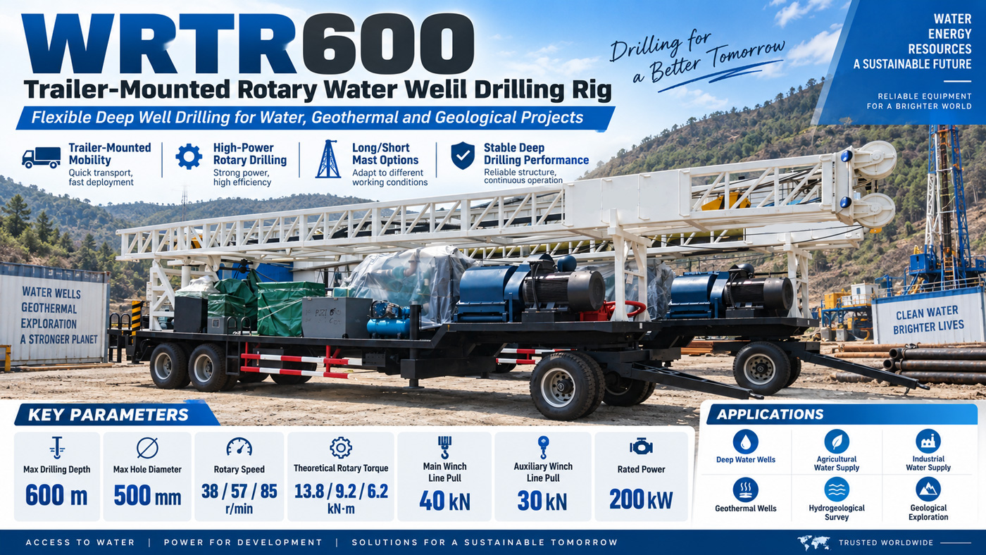 WRTR600 Perforadora para pozos de agua de tipo remolque
